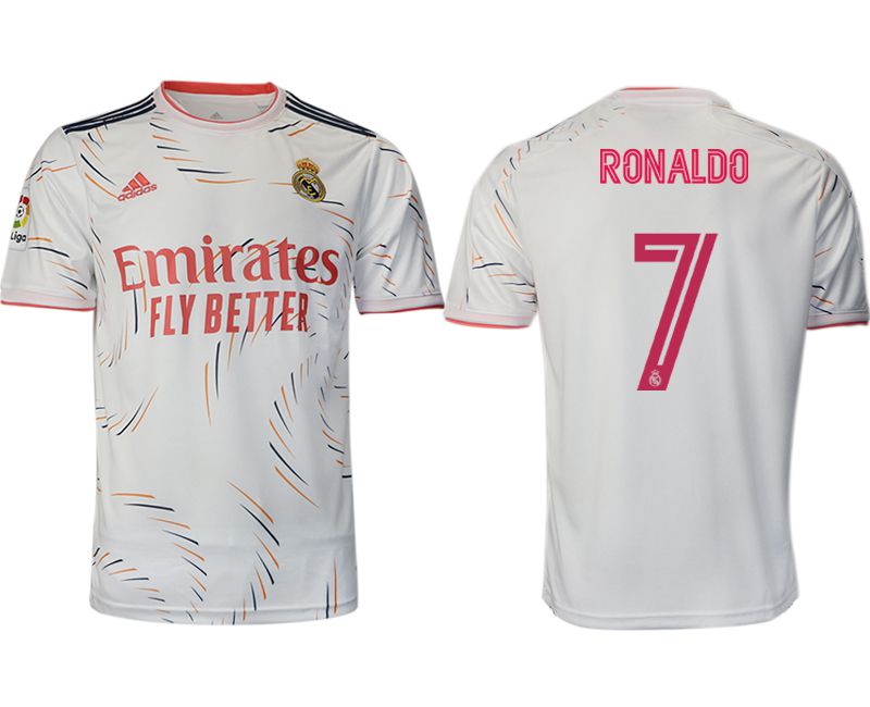 Men 2021-2022 Club Real Madrid home aaa version white #7 Adidas Soccer Jersey